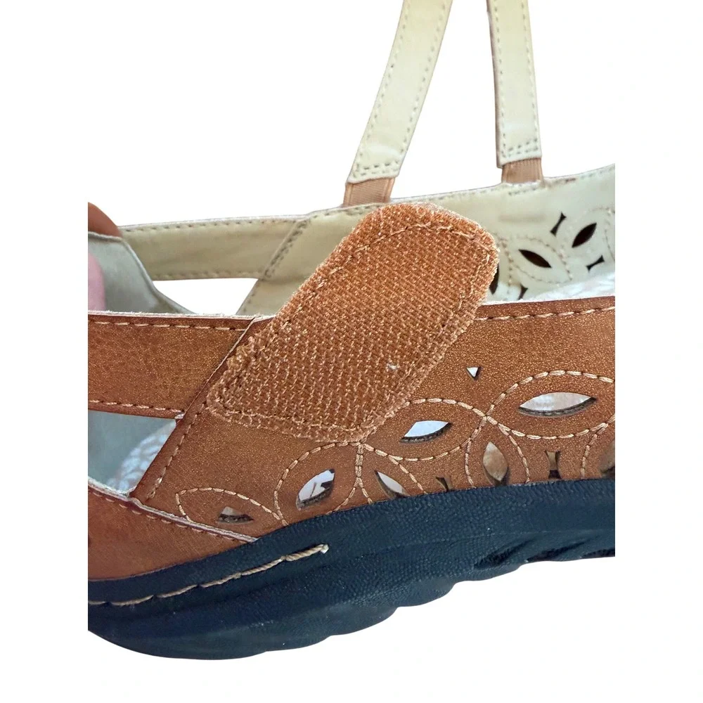 Jambu Rose Encore Tan Brown Mary Jane‎ Flats Velcro Memory Foam Size 11